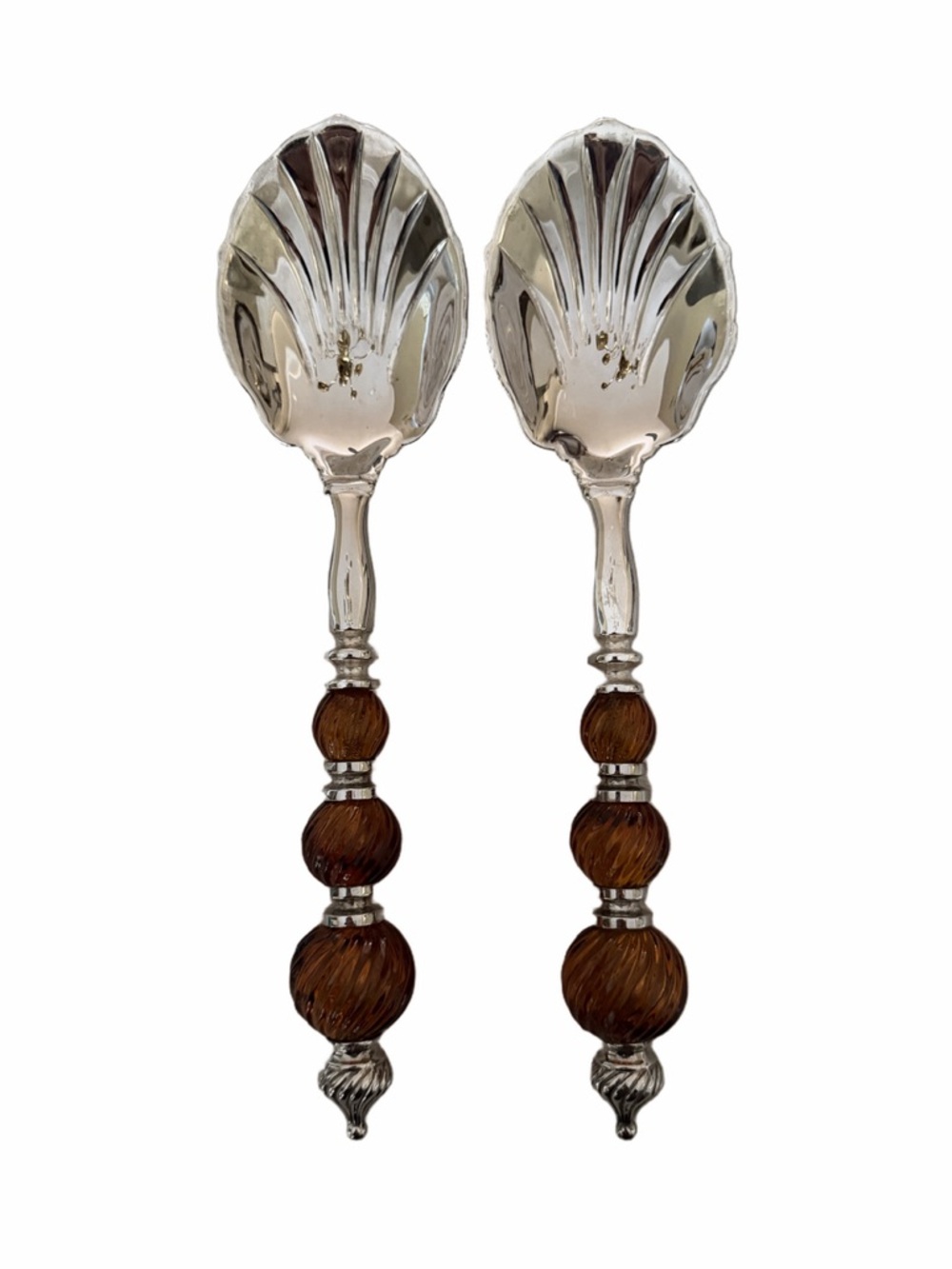 Godinger Silver Plated Serving Spoons with Amber Beaded Handles - Home Accents